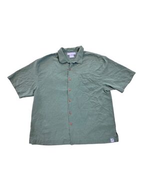 Bermuda Bay Silk, Sage Green, Men's XXL Button Up, Short Sleeve Shirt